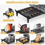 Expandable Stainless Steel Dish Rack with Cutlery Holder