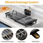 Expandable Stainless Steel Dish Rack with Cutlery Holder
