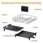 Expandable Stainless Steel Dish Rack with Cutlery Holder