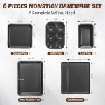 Nonstick Baking Pans Set - 6 Pieces Cookware