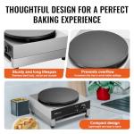VEVOR 16-Inch Electric Crepe Maker with Temp Control