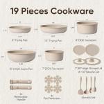 CAROTE 19-Piece Nonstick Cookware Set with Detachable Handle