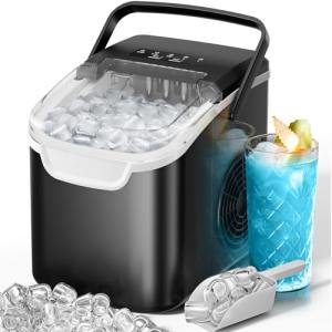 Compact Ice Maker with Self-Cleaning and Carry Handle