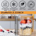 Overnight Oats Glass Containers with Lids - 4 Pack