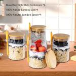 Overnight Oats Glass Containers with Lids - 4 Pack