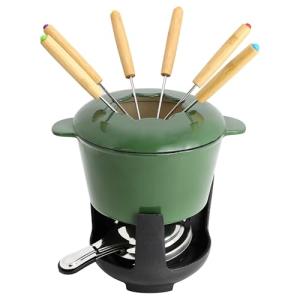 MegaChef Cast Iron Fondue Pot Set, 6 Forks