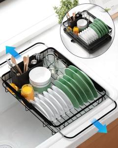 Kitsure Stainless Steel Dish Drying Rack with Cutlery Holder