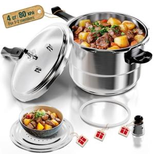 Stainless Steel 4 Qt Pressure Cooker for All Cooktops