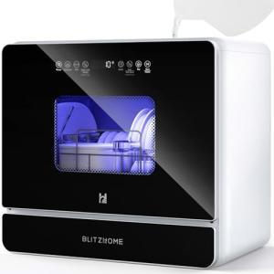 BlitzHome Mini Dishwasher with 9 Programs and 360° Spray