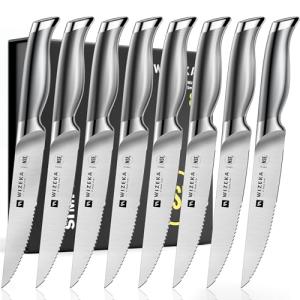 WIZEKA 8-Piece German Stainless Steel Steak Knives Set