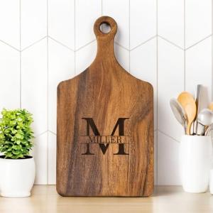 Customized Monogrammed Wooden Cutting Board with Handle