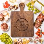 Customized Monogrammed Wooden Cutting Board with Handle