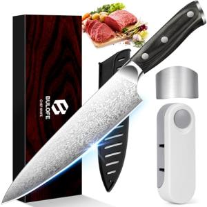 BULOFE 8 Inch Chef Knife Set with Sharpener
