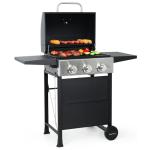 3 Burner Propane Gas Grill with Foldable Shelves
