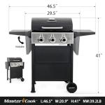3 Burner Propane Gas Grill with Foldable Shelves
