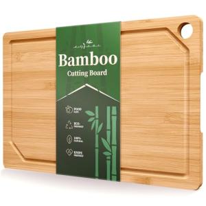 Kitsure Bamboo Cutting Board with Juice Grooves