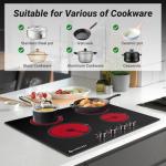 AMZCHEF 24 Inch Built-in Ceramic Electric Cooktop