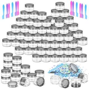 40 PCS Small Plastic Containers with Black Lids