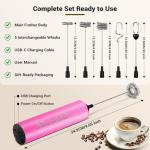 Rechargeable Handheld Milk Frother with 5 Heads