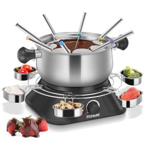 1500W Electric Fondue Pot with Color-Coded Forks