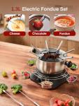 1500W Electric Fondue Pot with Color-Coded Forks