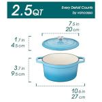 Blue Enameled Cast Iron Dutch Oven, 2.5 QT