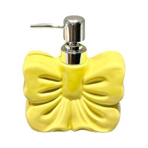 Ceramic Bowtie Soap and Sanitizer Dispenser - Yellow