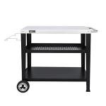 Rolling Outdoor Dining Table with Trash Bag Holder