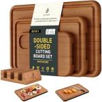 Bamboo Cutting Board Set with Holder - 3 Packs