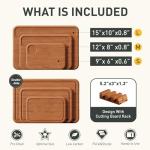 Bamboo Cutting Board Set with Holder - 3 Packs
