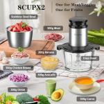 KingAcc 8-Cup Food Processor & Meat Grinder