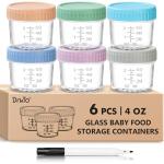DRKIO 6 Pack Glass Baby Food Jars 4 Oz