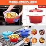 6 QT Red Enamel Dutch Oven for Bread Baking