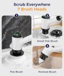 Cordless Electric Spin Scrubber with 7 Brush Heads