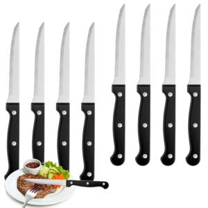 Set of 8 Sharp Steak Knives with Ergonomic Handles