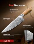 Damascus Chef Knife with Olive Wood Handle