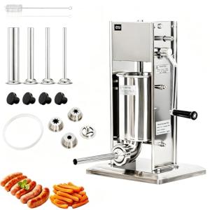 7Lb Stainless Steel Sausage Stuffer with Tubes