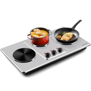 Cusimax Triple Burner Electric Hot Plate with Cast Iron