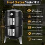 SUNLIFER 4-in-1 Charcoal Smoker Grill Combo
