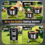 SUNLIFER 4-in-1 Charcoal Smoker Grill Combo