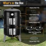 SUNLIFER 4-in-1 Charcoal Smoker Grill Combo