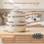 SODAY 12-Piece Nonstick Cookware Set in White