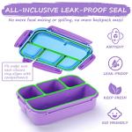 QQKO 4-Compartment Bento Lunch Box for Kids