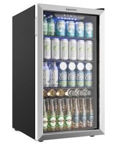 EUHOMY 128 Can Beverage Cooler with Glass Door