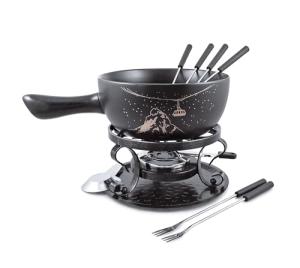 Swissmar Black Ceramic 9-Piece Fondue Set