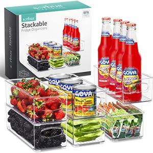 Sorbus Stackable Clear Refrigerator Organizer Bins - 6 Pack