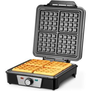 4-Slice Belgian Waffle Maker with Nonstick Plates