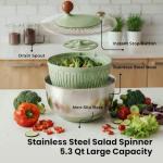 Large Stainless Steel Salad Spinner and Vegetable Washer