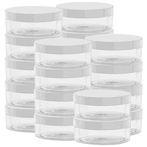 20 Pack 2 Ounce Clear Plastic Jars with Lids