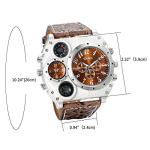 Avaner Men's Leather Oversized Dual Time Watch